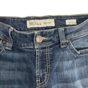 BKE Harper Straight‎ Leg Blue Jeans Womens 32 x 30 Stretch Faded Whiskering